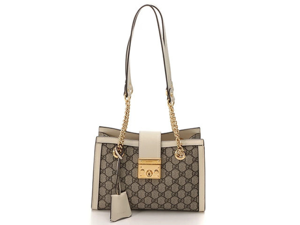 Gucci Padlock GG Shoulder Bag Beige Cream Ivory White Leather